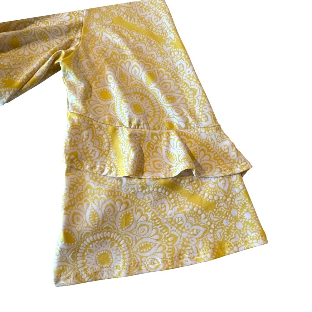 Women's Petite L Yellow Boho Ruffle Bell Sleeve Blouse Romantic Flowy Spring Top - Picture 3 of 7